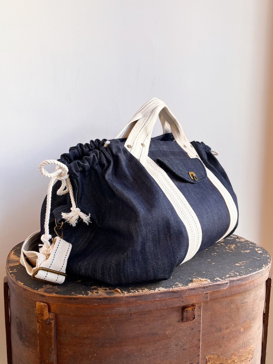 Cross - Body Duffel Bag in Steel Blue Denim - Made X Hudson