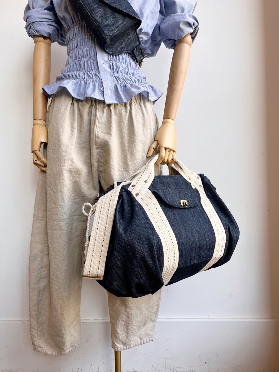Cross - Body Duffel Bag in Steel Blue Denim - Made X Hudson