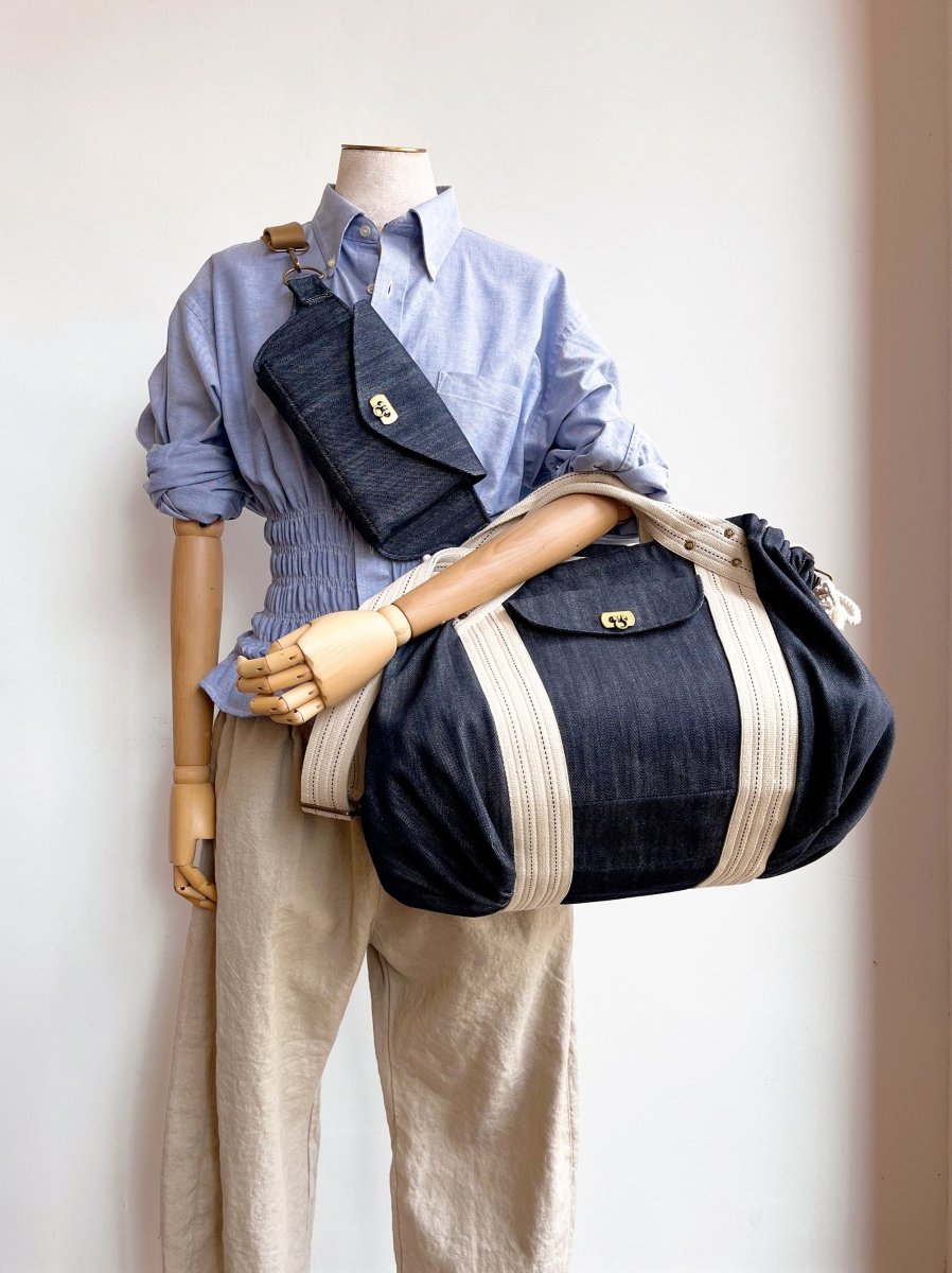 Cross - Body Duffel Bag in Steel Blue Denim - Made X Hudson