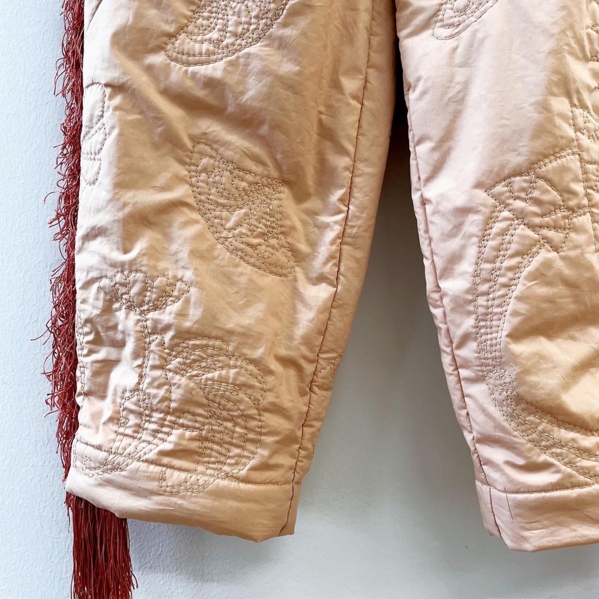 Cotton Quilted Wool Tweed Pocket Pant with Crystal & Fringe Accent - Made X Hudson