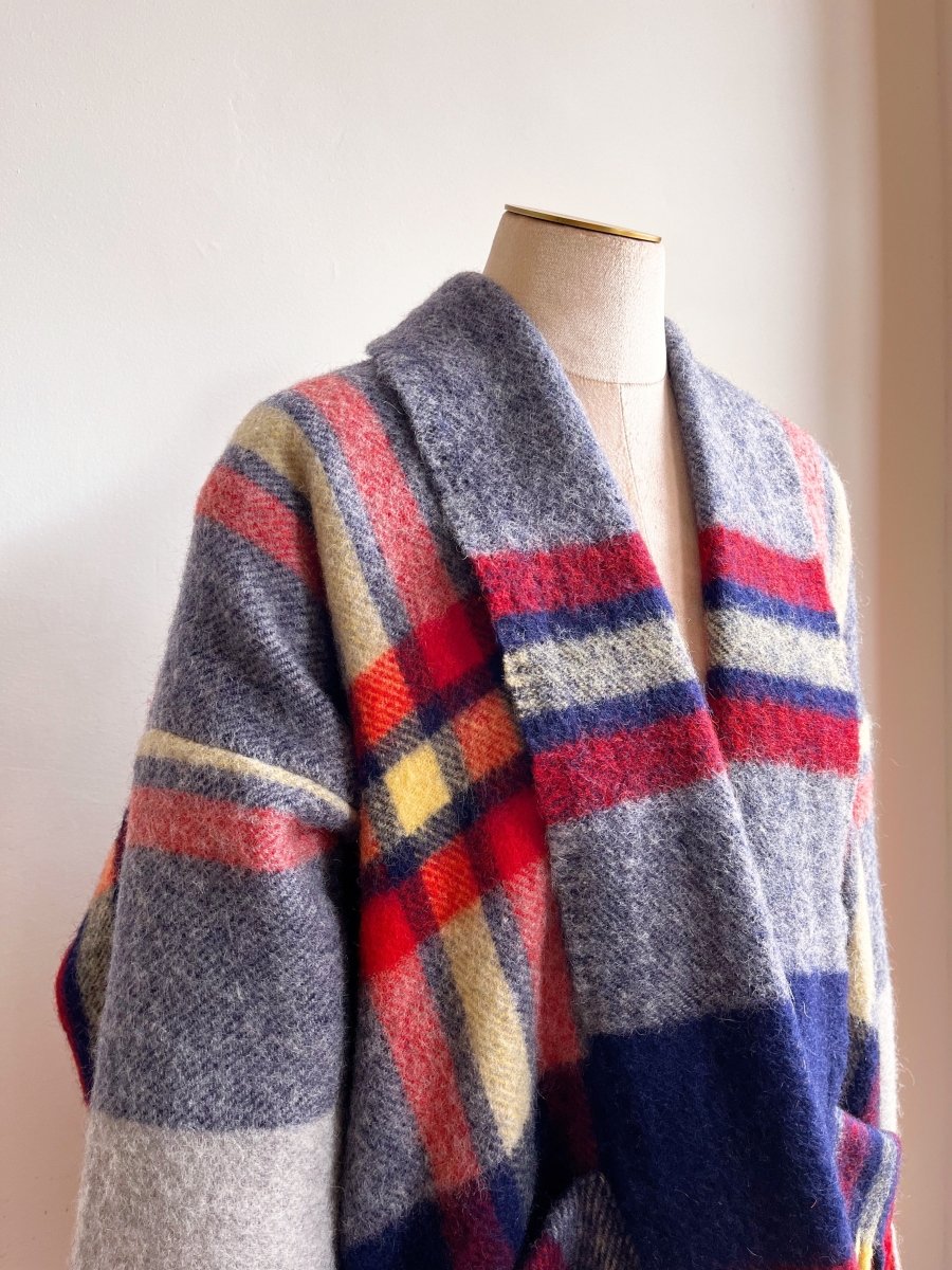 Red, White, & Blue Plaid Heritage Blanket Coat - Made X Hudson