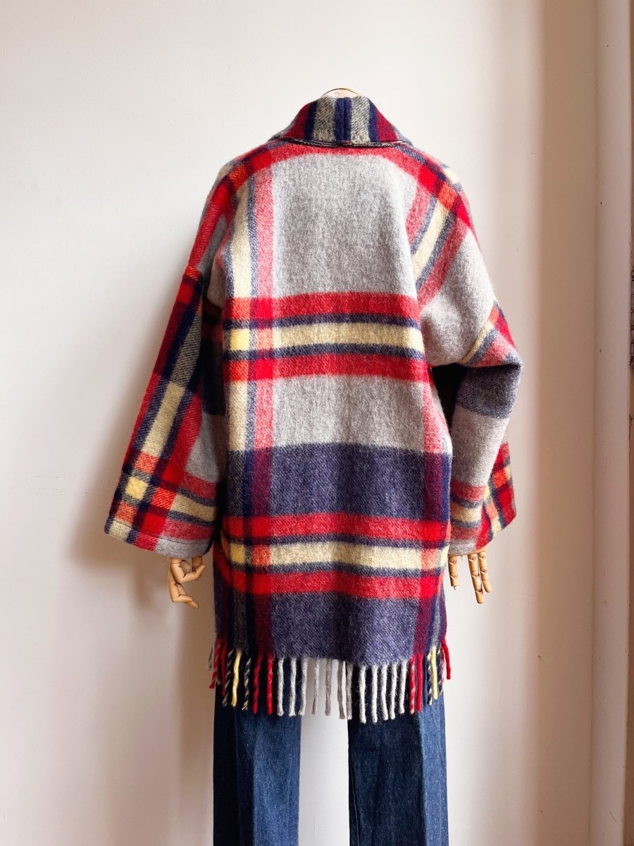 Red, White, & Blue Plaid Heritage Blanket Coat - Made X Hudson