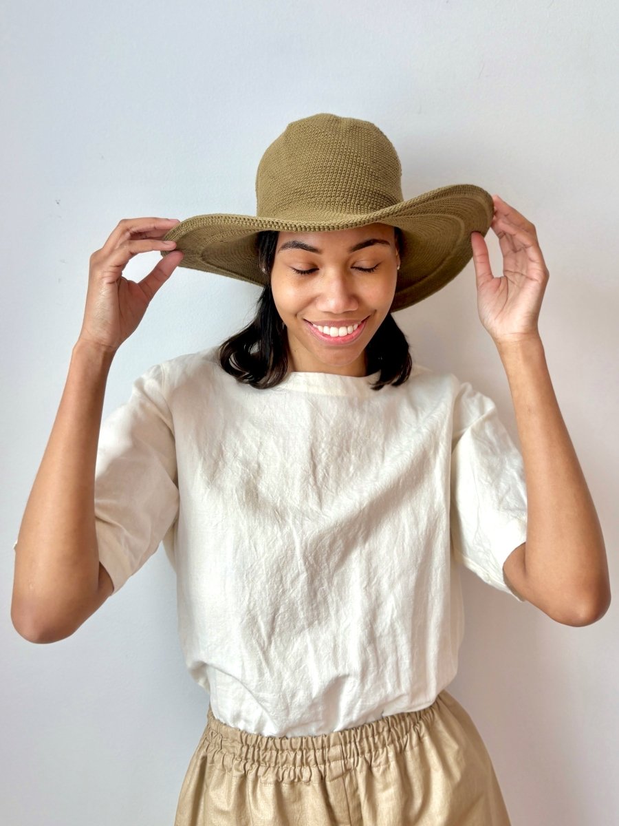 Crochet Cotton Gardening Hat in Olive Drab - Made X Hudson