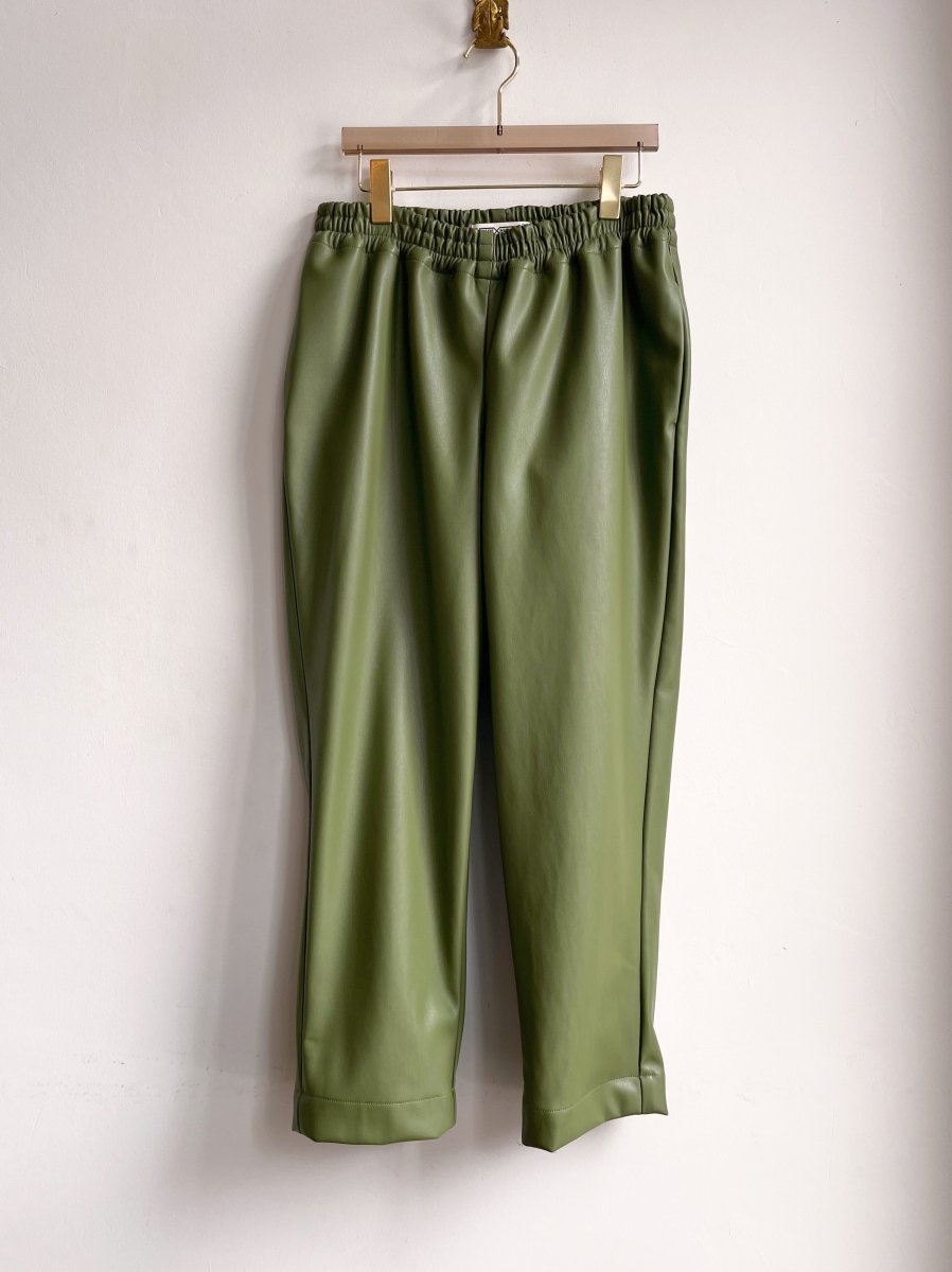 Green Faux Leather Joggers - Made X Hudson