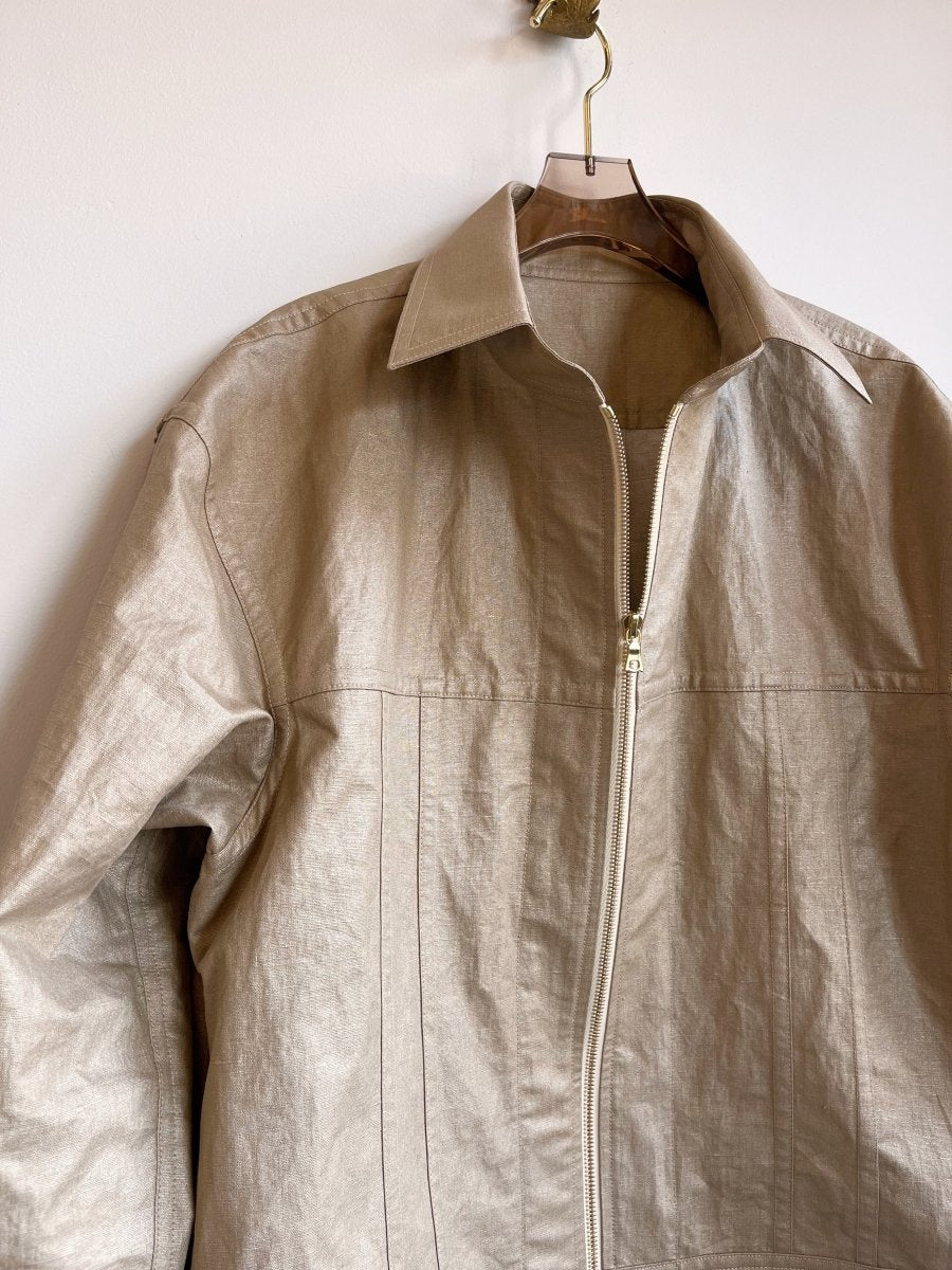 Gold Waxed Cotton Zip - Up Leisure Jacket - Made X Hudson