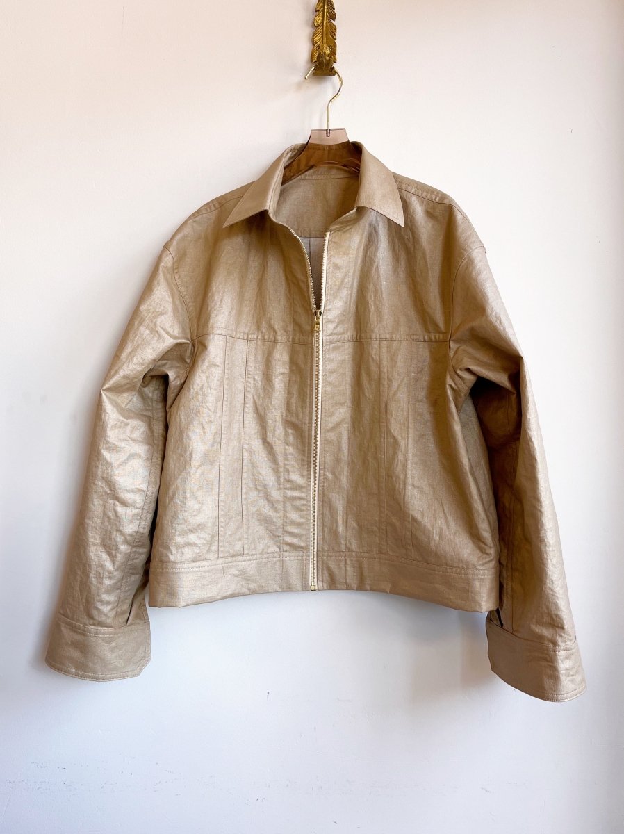 Gold Waxed Cotton Zip - Up Leisure Jacket - Made X Hudson