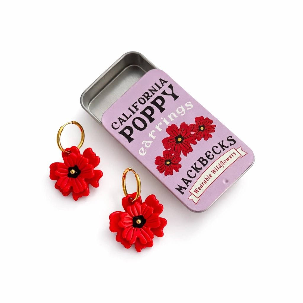 California Poppy Earrings w/ Tin Case - Made X Hudson