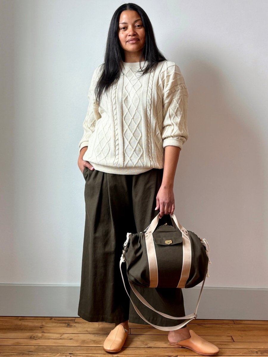 Mini Cross - Body Duffel Bag in Moss Hemp - Cotton with Cream Webbing - Made X Hudson