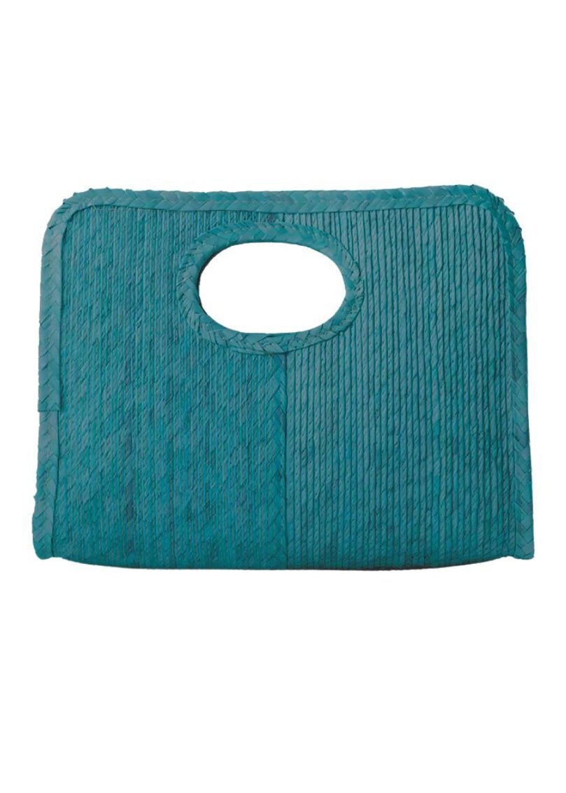 Mini Square Straw Beach Tote Teal - Made X Hudson