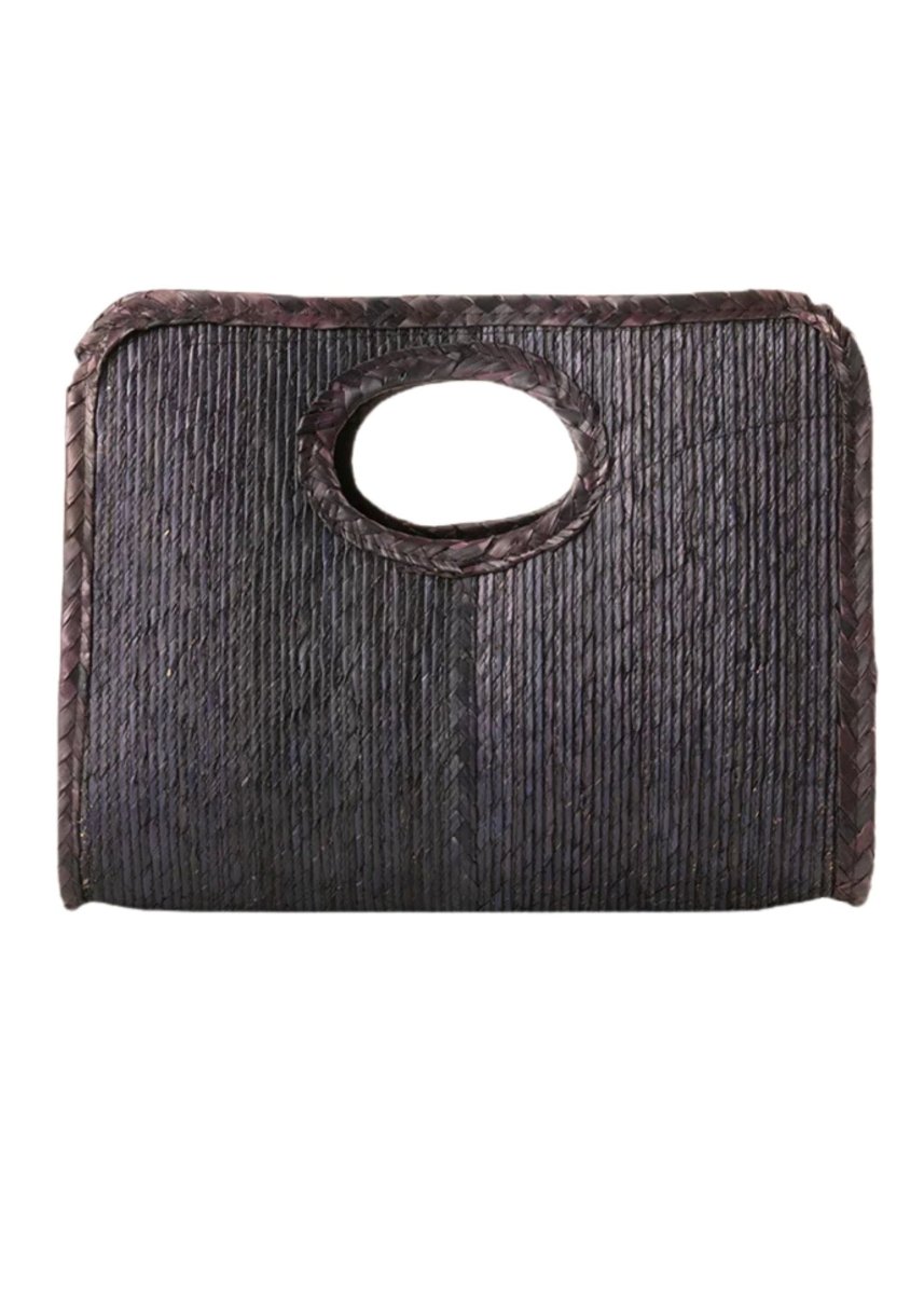 Mini Square Straw Beach Tote Black - Made X Hudson