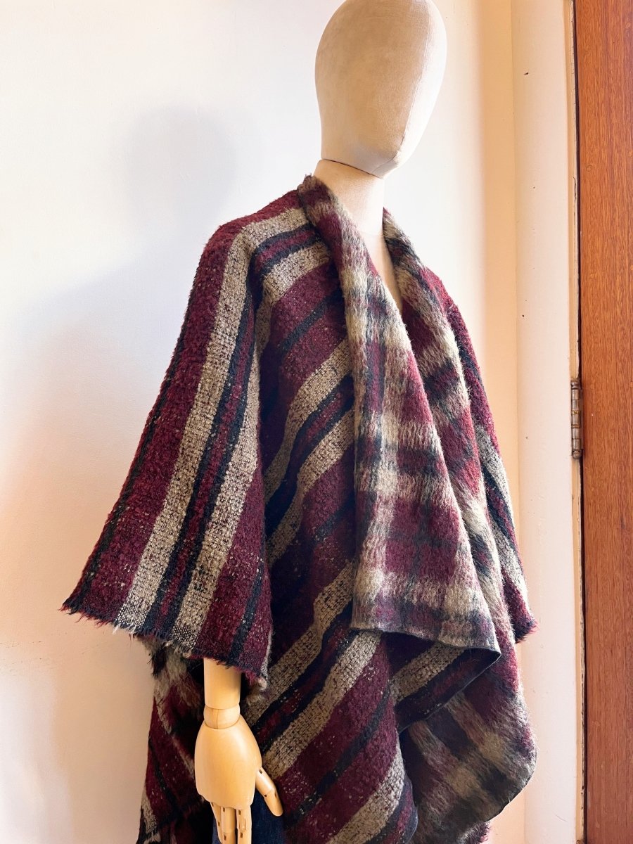 Burgundy Plaid Zero - Waste Reversible Cape - Made X Hudson
