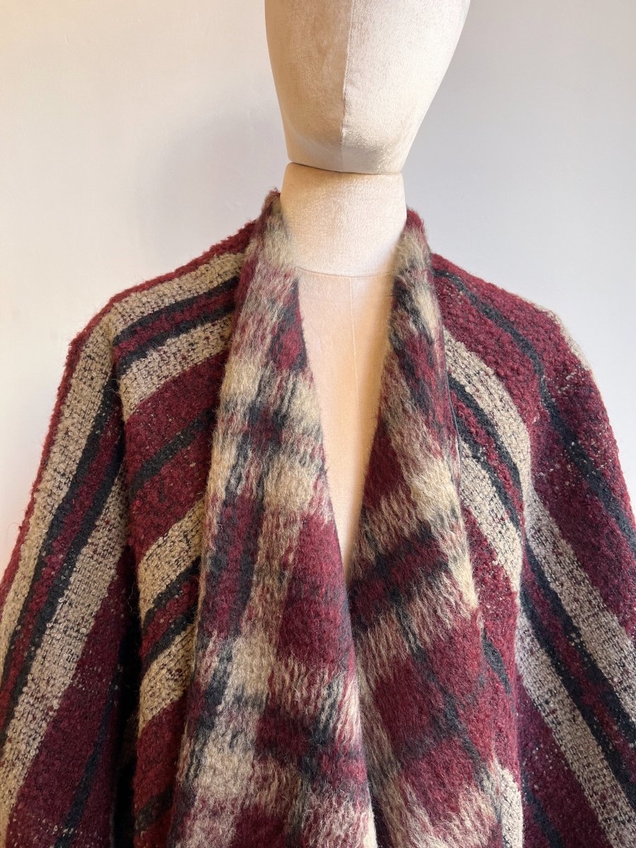 Burgundy Plaid Zero - Waste Reversible Cape - Made X Hudson