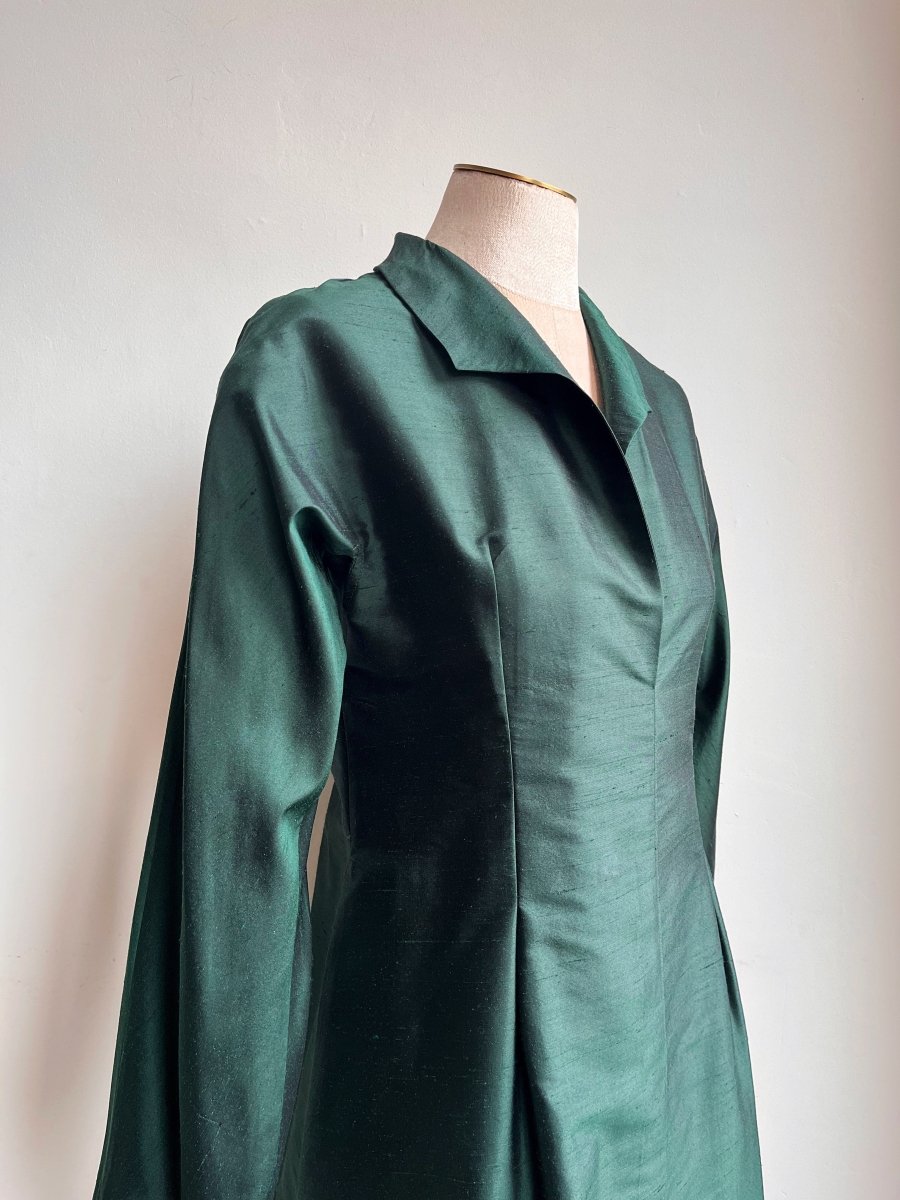 Ulrike Tunic in Emerald Silk Shantung - Made X Hudson