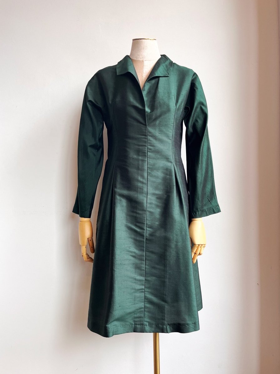 Ulrike Tunic in Emerald Silk Shantung - Made X Hudson