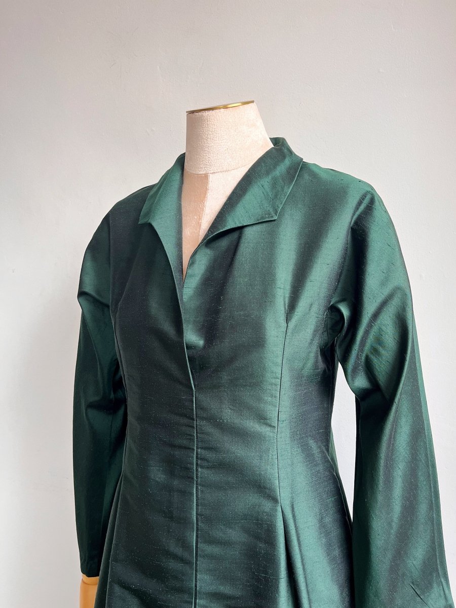 Ulrike Tunic in Emerald Silk Shantung - Made X Hudson