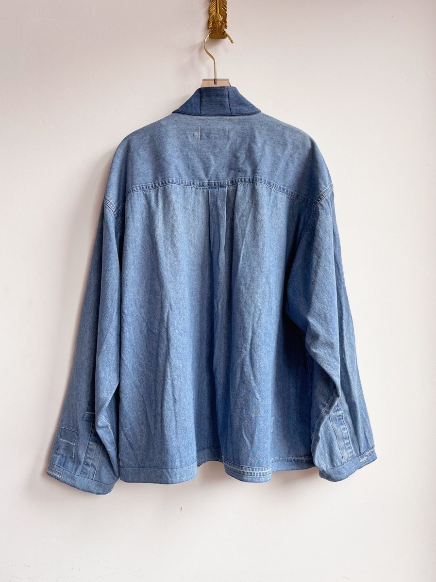 Denim Patchwork - Collar Wrap Jacket (Reworked) - Made X Hudson