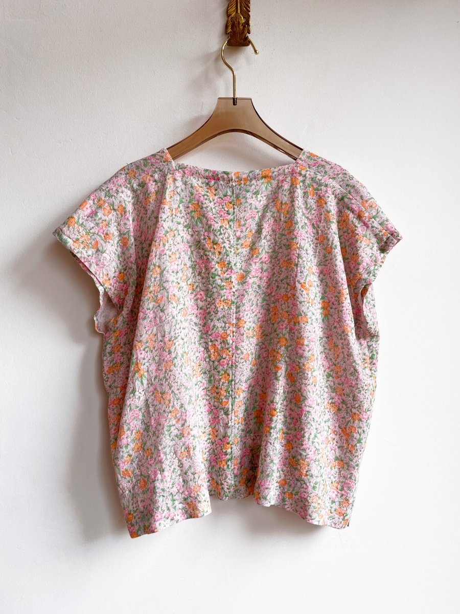 Wren Top in Pink and Orange Floral - Made X Hudson