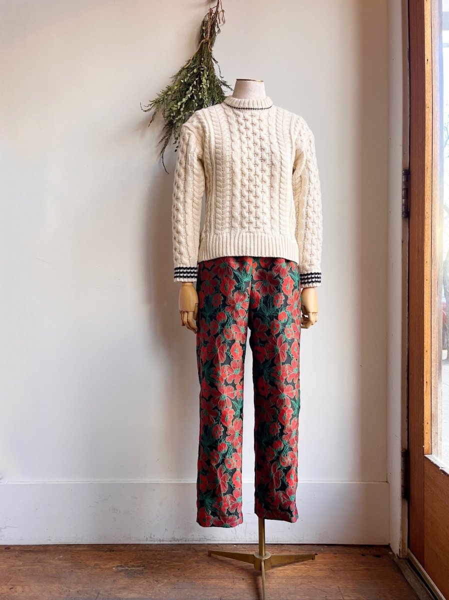 Black, Red and Green Floral Brocade Long Joggers - Made X Hudson