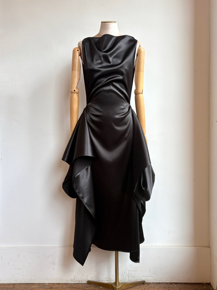 Zero - Waste Dress in Black Satin - Made X Hudson