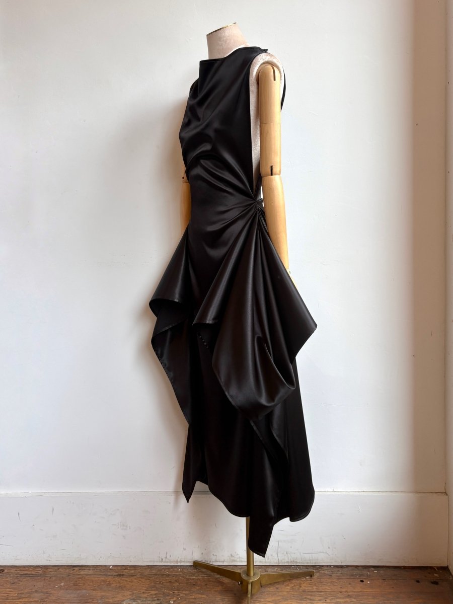 Zero - Waste Dress in Black Satin - Made X Hudson