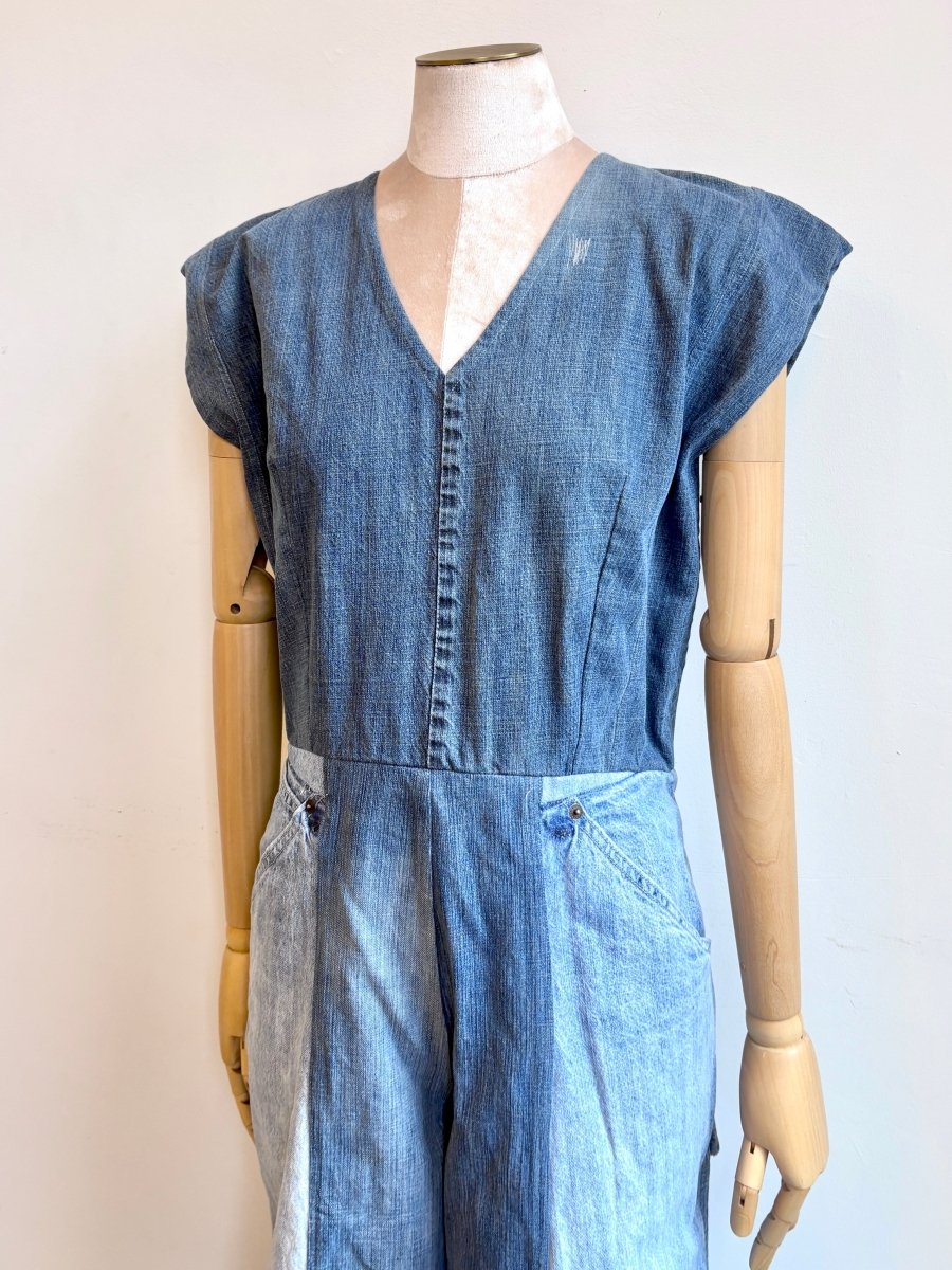 Denim Multi - Colored Patchwork Denim Jumpsuit - Made X Hudson