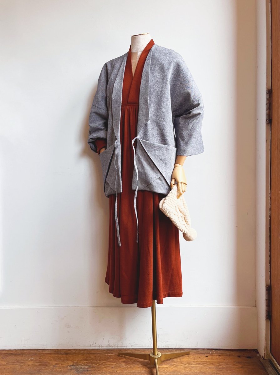 Orange Wool Blend Zero Waste Caftan Dress - Made X Hudson