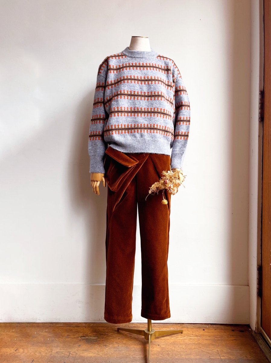 Cornflower + Orange | Vera Fairisle Crew Sweater (Multiple Sizes) - Made X Hudson