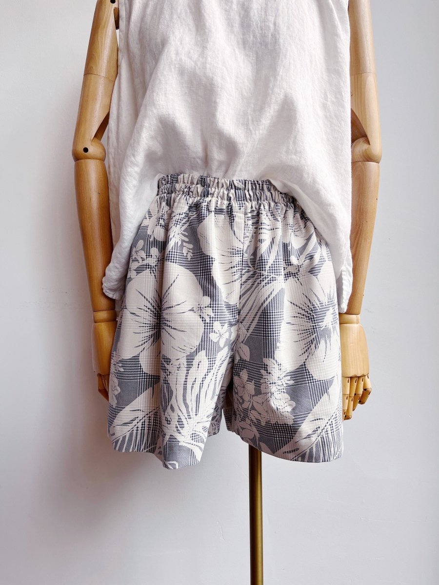Grey & White Tropical Plaid Town Shorts - Made X Hudson