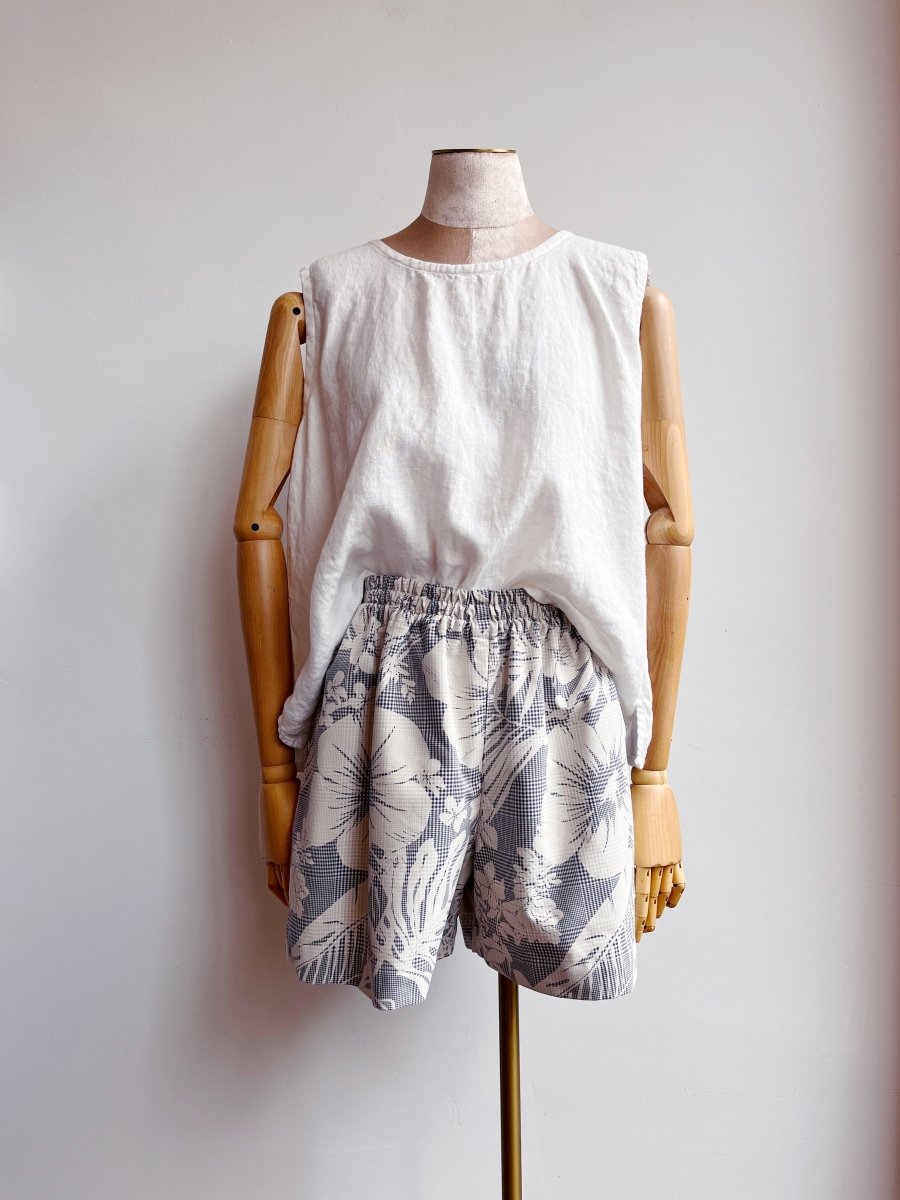 Grey & White Tropical Plaid Town Shorts - Made X Hudson