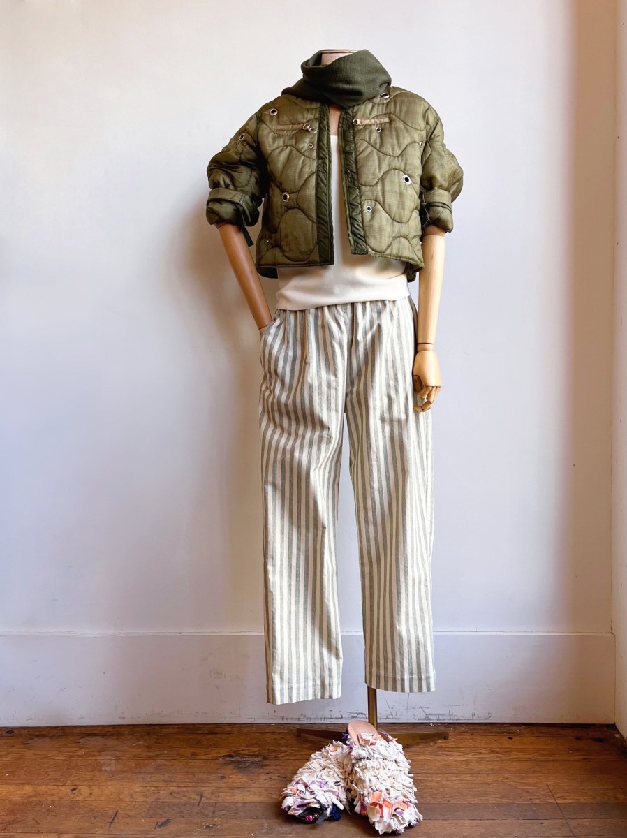 Sage & White Stripe Long Joggers - Made X Hudson