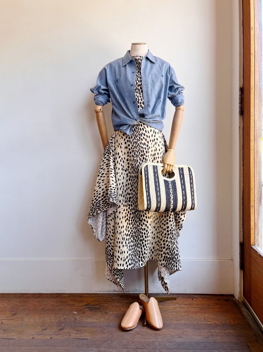 Chambray Shirt w/ Vintage Indigo Quilt Patch (Reworked) - Made X Hudson