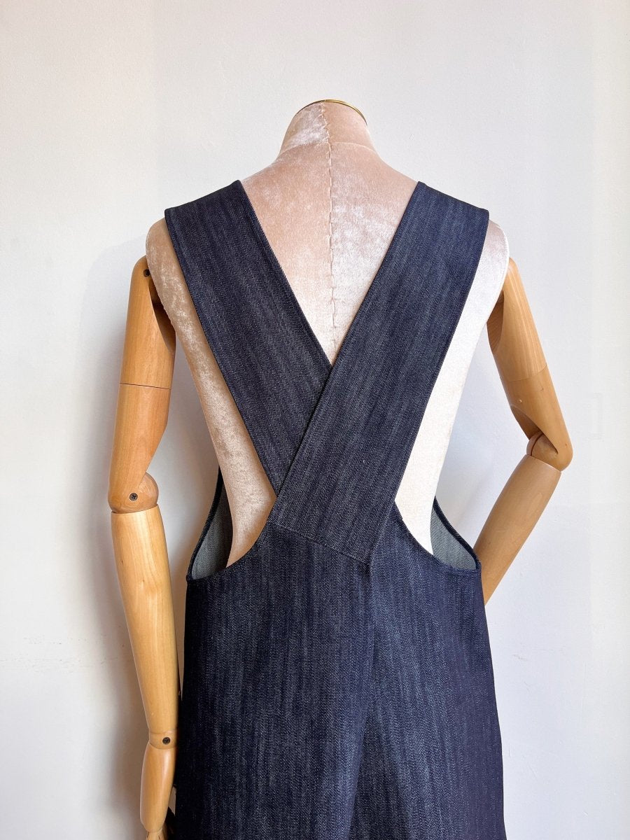 Steel Blue Denim Pinafore Apron w/ Patch Pockets - Made X Hudson