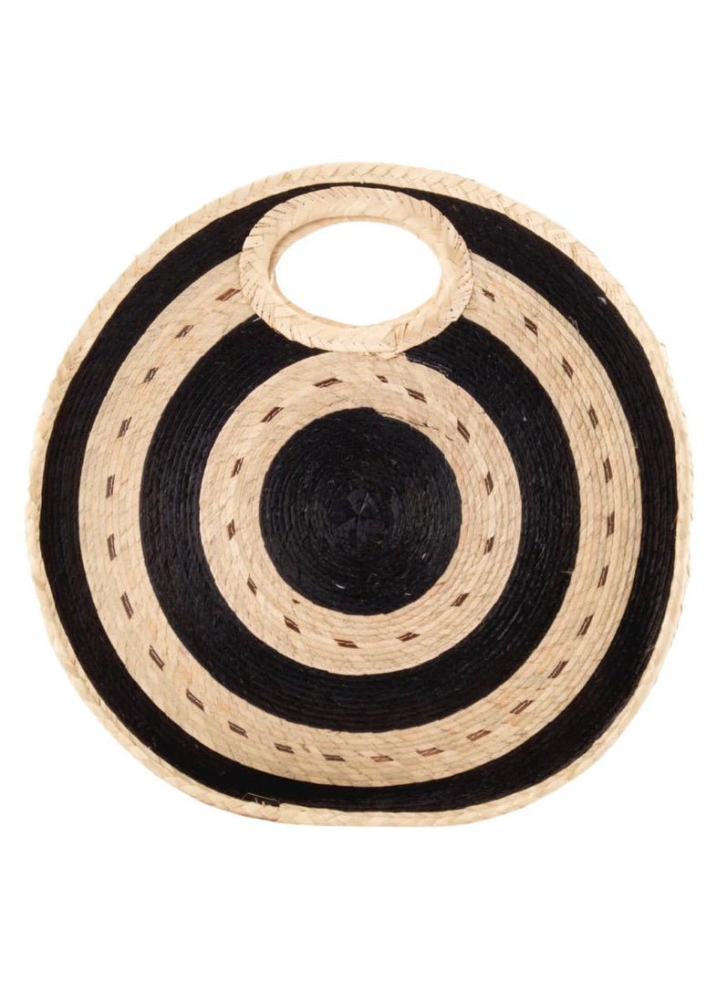 Round Straw Tote Bag (Black & Natural) - Made X Hudson