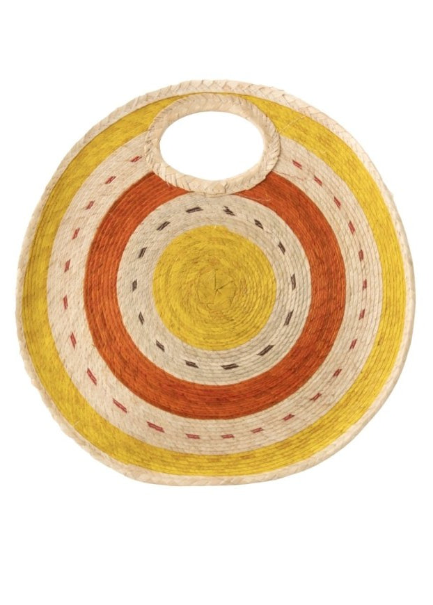 Round Straw Beach Tote (Yellow & Orange) - Made X Hudson