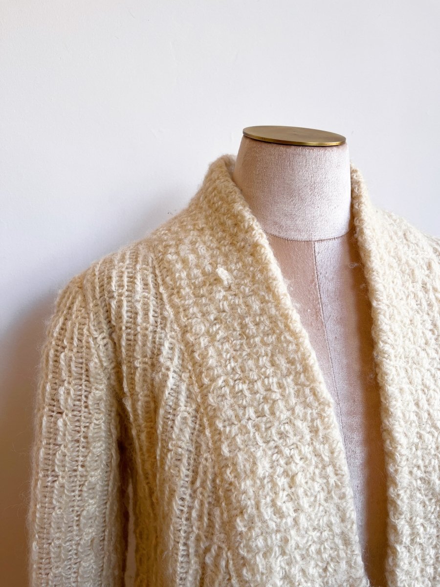 Ivory Wool Shawl - Collar Cardigan (Vintage) - Made X Hudson