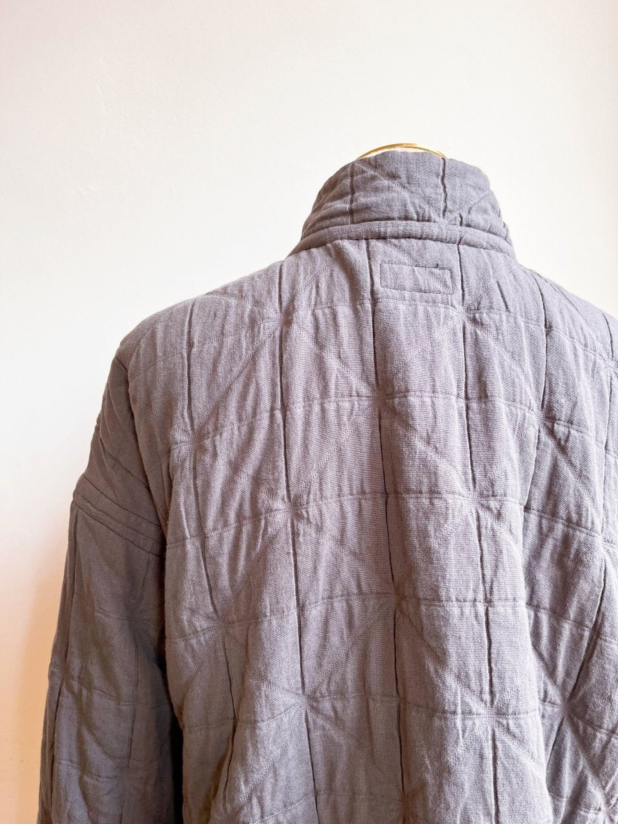 Handwoven Double Quilt Grey Graphite Button Up Jacket - Made X Hudson