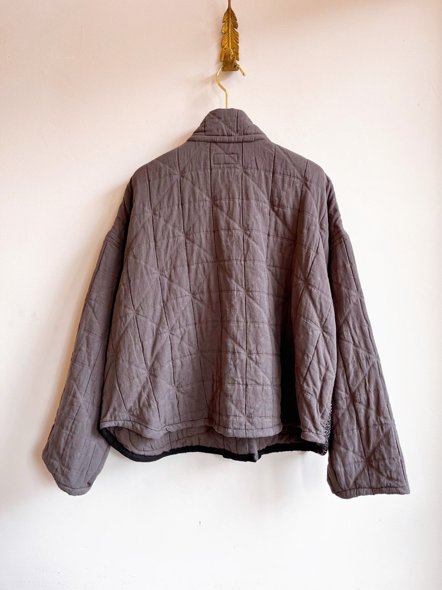 Handwoven Double Quilt Grey Graphite Button Up Jacket - Made X Hudson