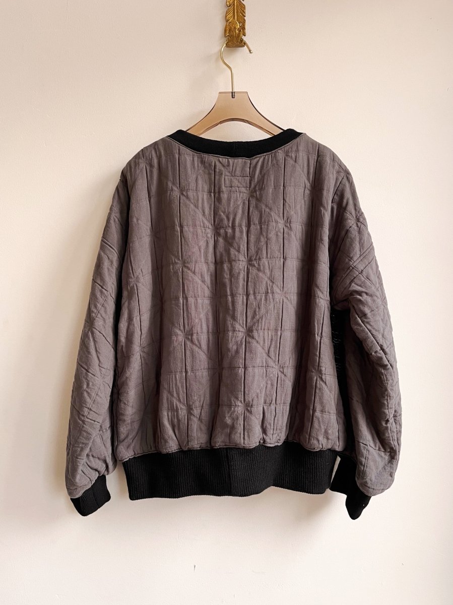 Handwoven Double Quilt Grey & Black Pullover - Made X Hudson