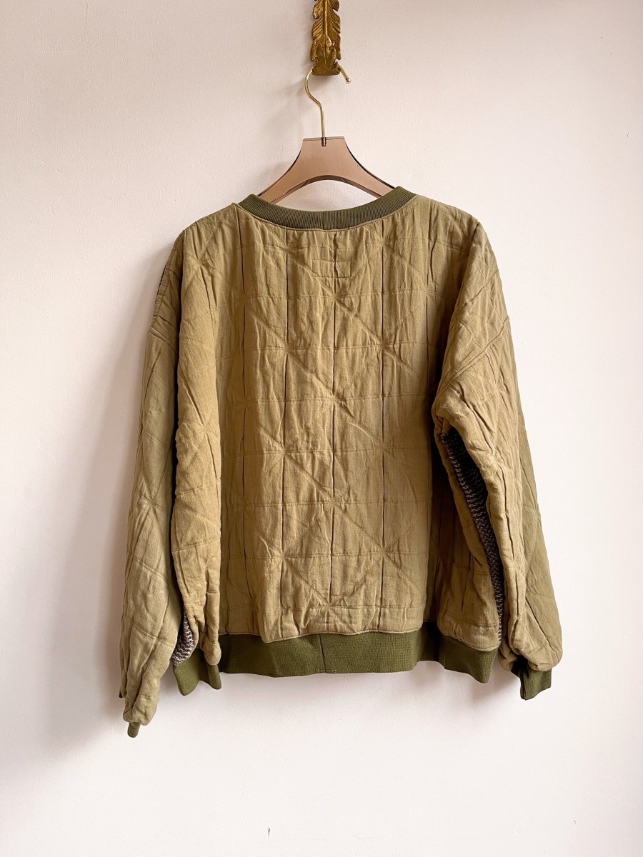 Handwoven Double Quilt Olive Pullover - Made X Hudson