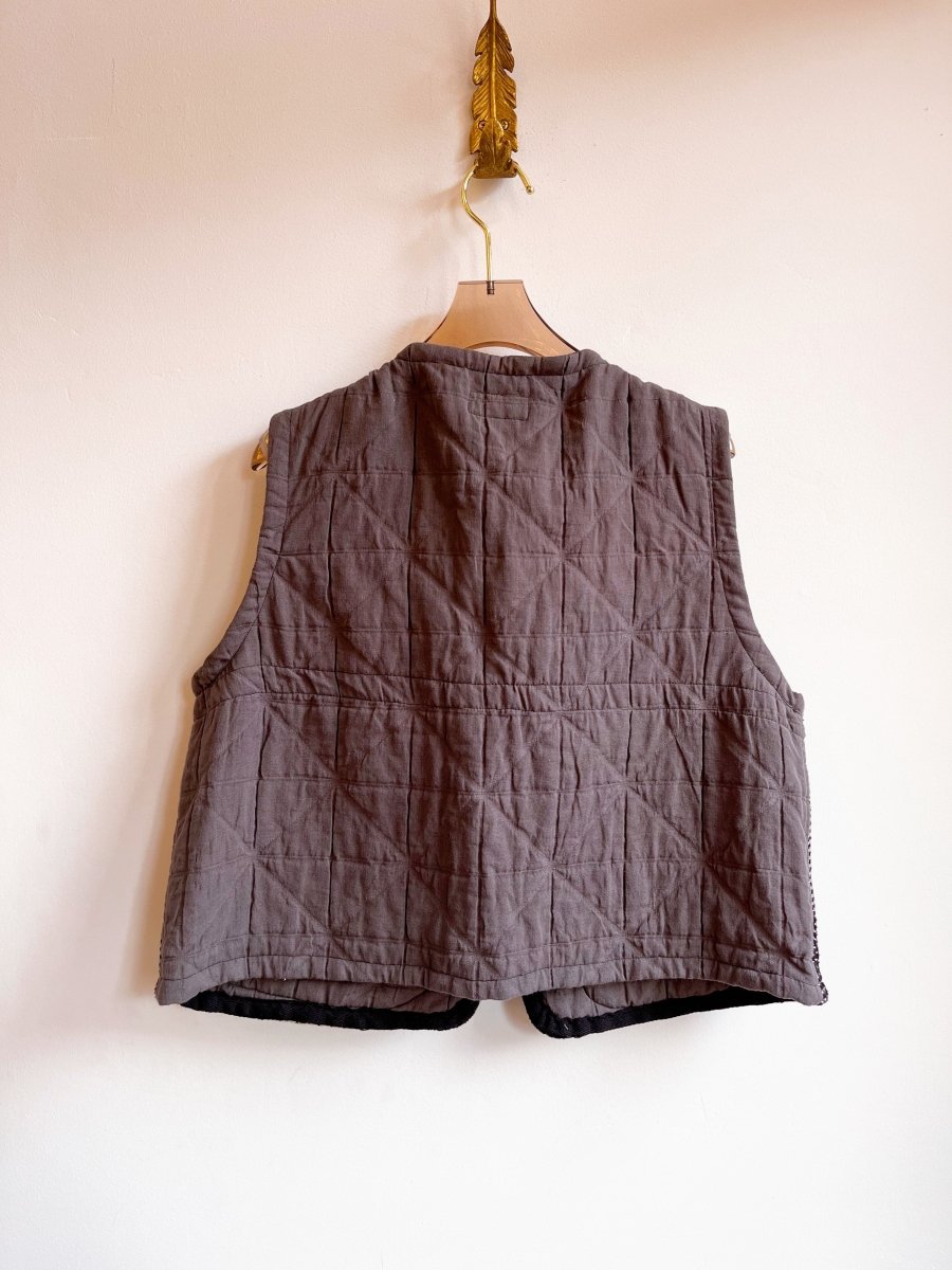 Handwoven Double Quilt Grey Graphite Vest - Made X Hudson