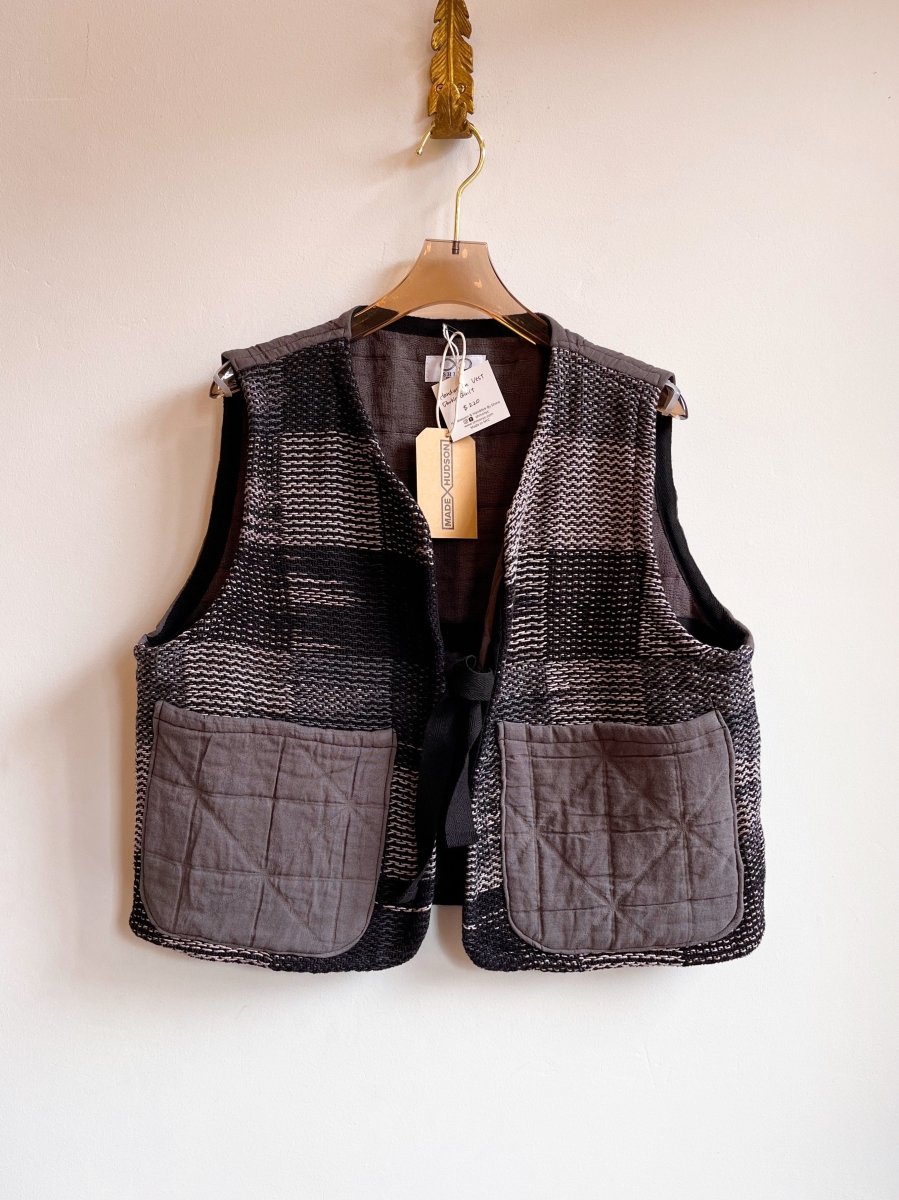 Handwoven Double Quilt Grey Graphite Vest - Made X Hudson