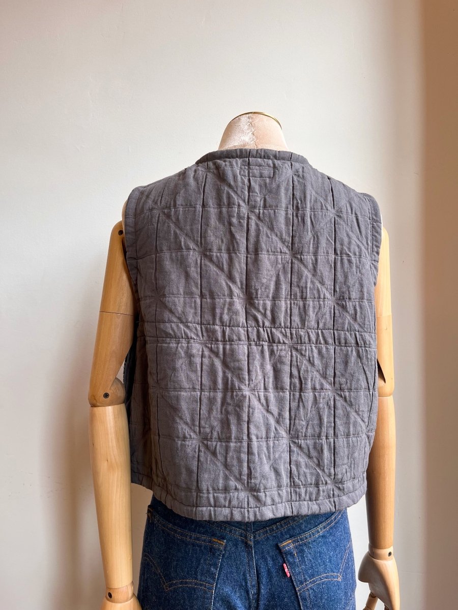 Handwoven Double Quilt Grey Graphite Vest - Made X Hudson