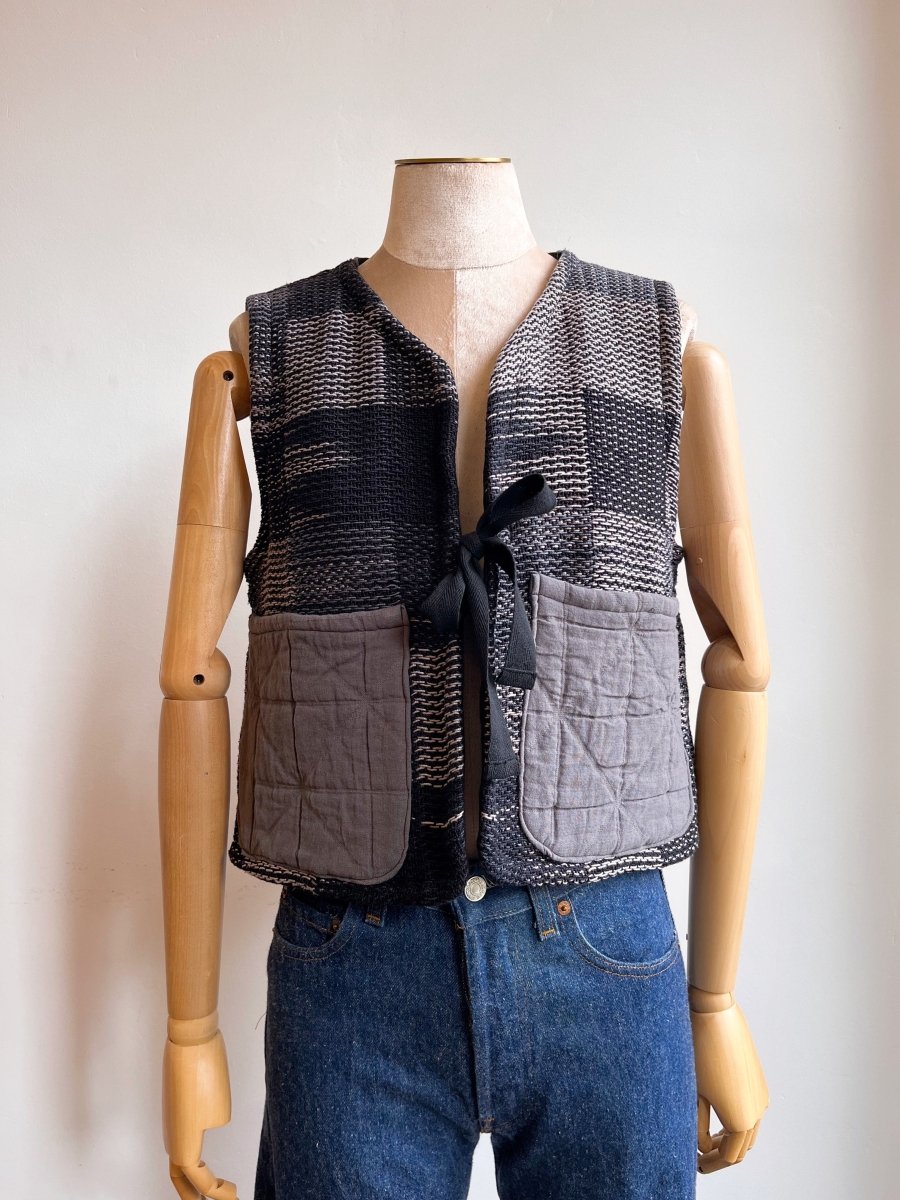 Handwoven Double Quilt Grey Graphite Vest - Made X Hudson