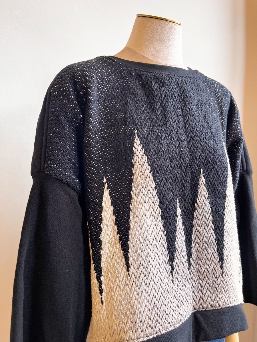Handwoven Geometric Beat Black Pullover - Made X Hudson