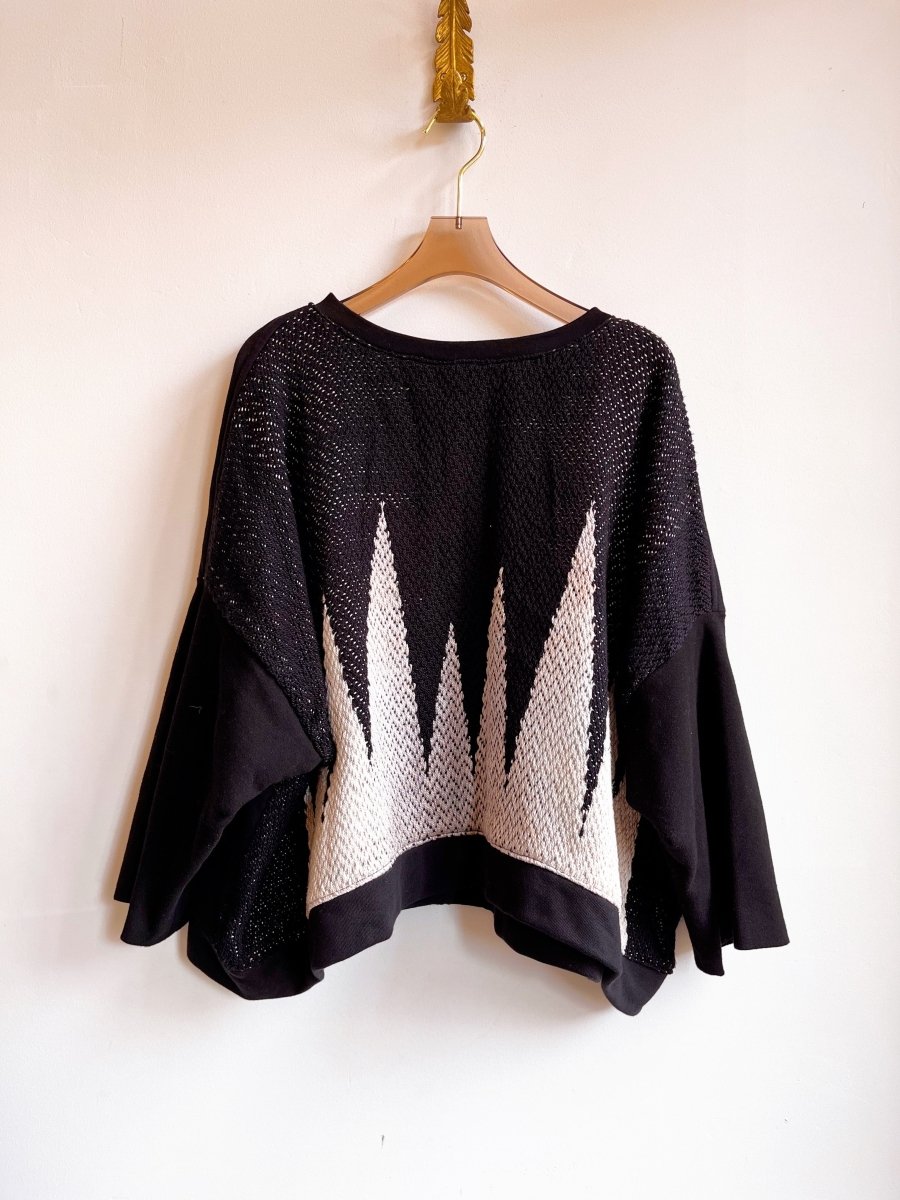 Handwoven Geometric Beat Black Pullover - Made X Hudson