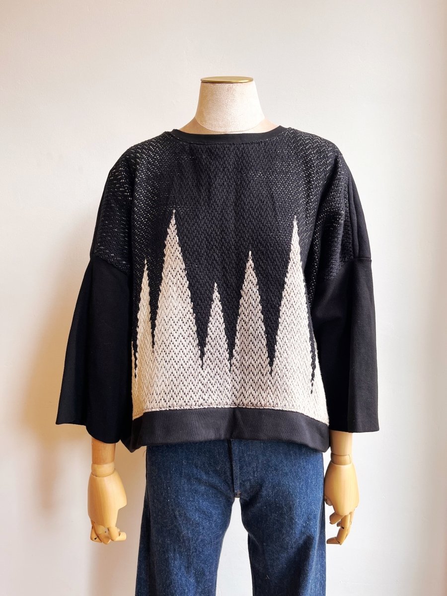 Handwoven Geometric Beat Black Pullover - Made X Hudson