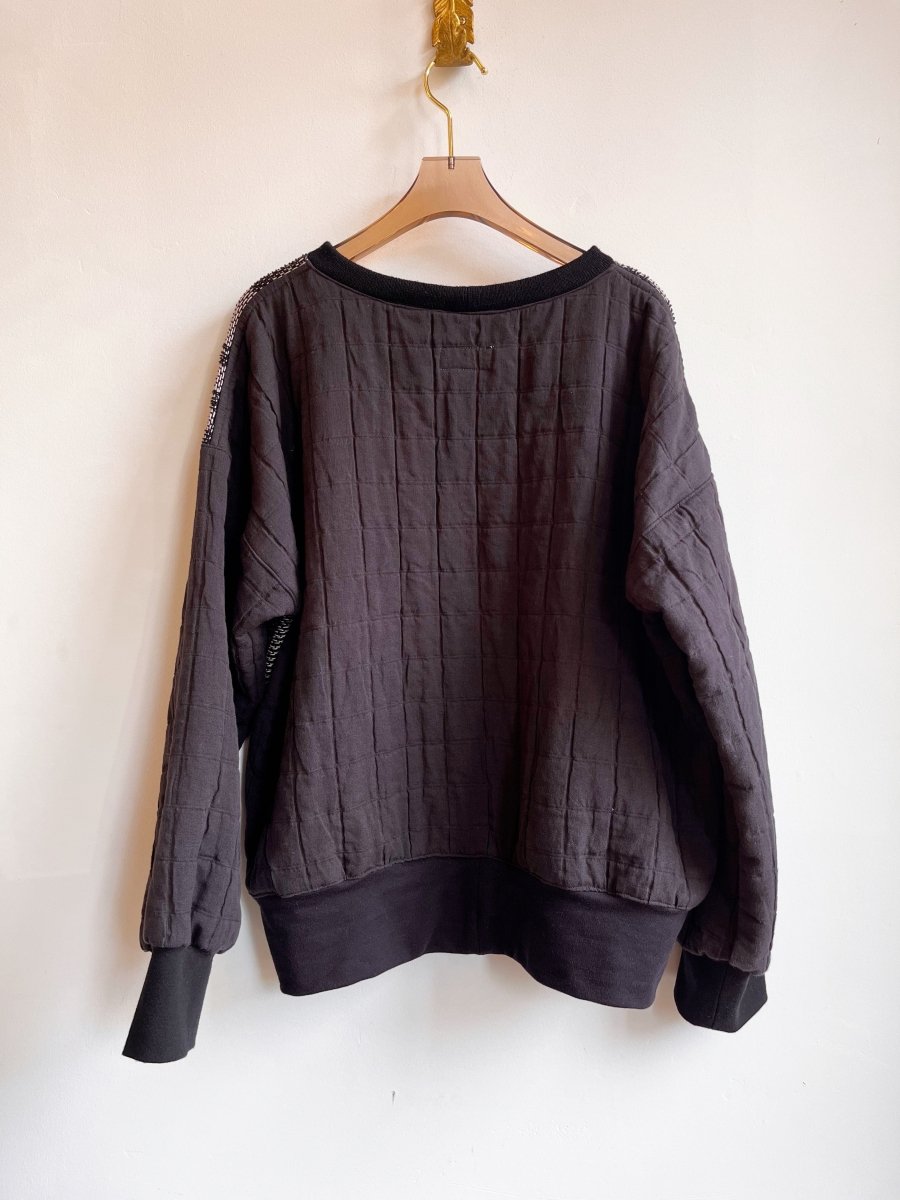 Handwoven Black Pullover w/ Quilted Sleeves & Back - Made X Hudson