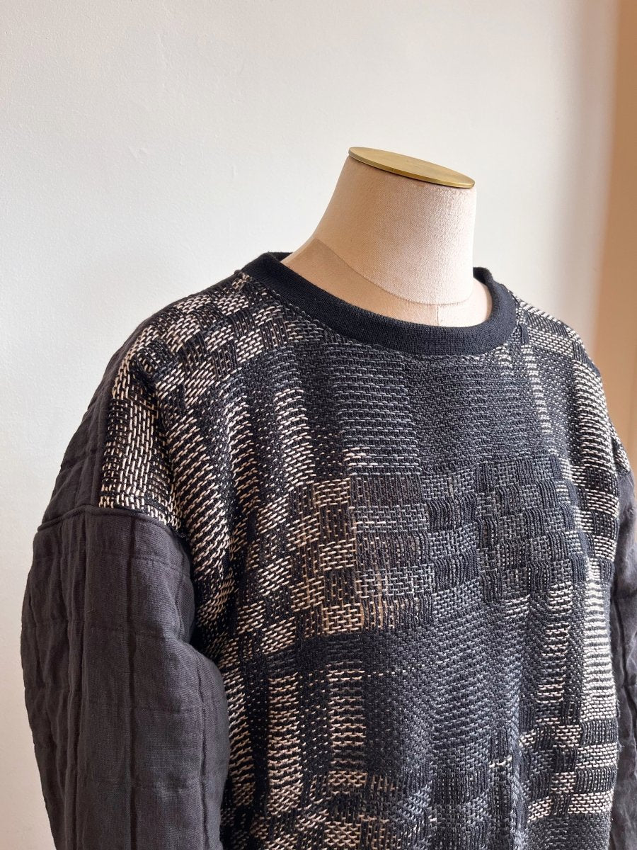 Handwoven Black Pullover w/ Quilted Sleeves & Back - Made X Hudson