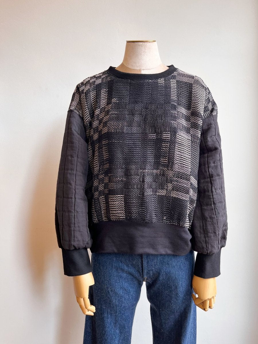 Handwoven Black Pullover w/ Quilted Sleeves & Back - Made X Hudson