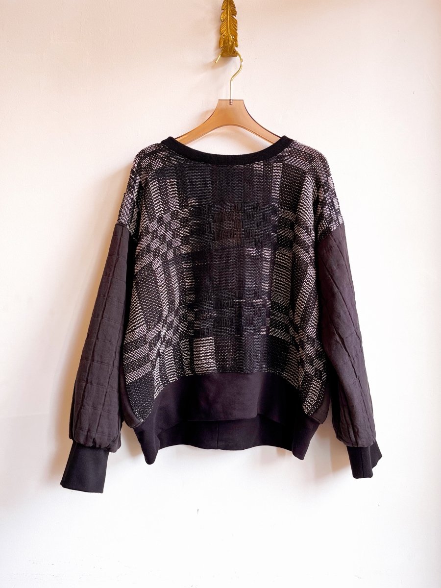 Handwoven Black Pullover w/ Quilted Sleeves & Back - Made X Hudson